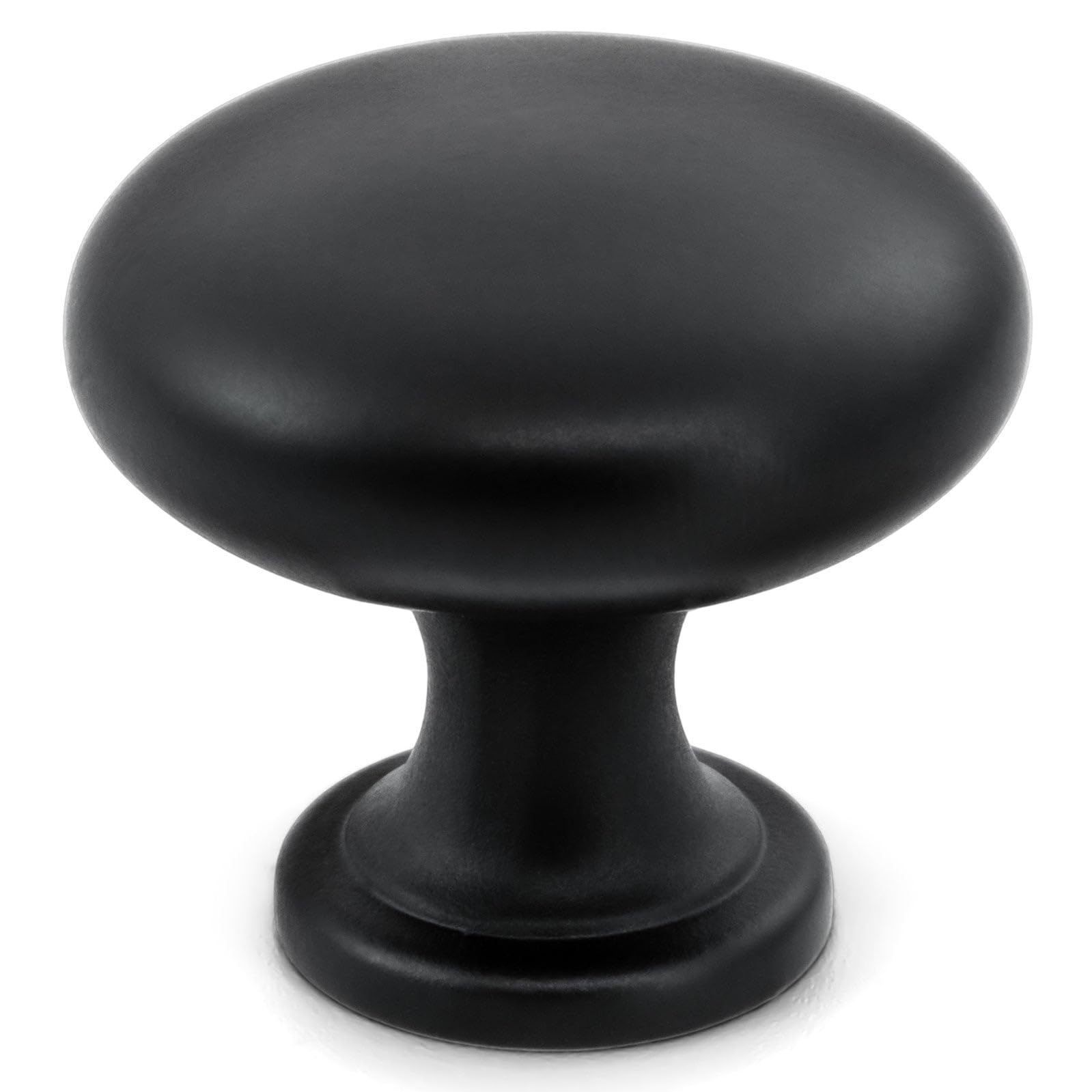 HESTIA HARDWARE 30 Pack | 1.15 Inch Round Matte Black Drawer and Cabinet Knobs | Kitchen and Bathroom Knobs