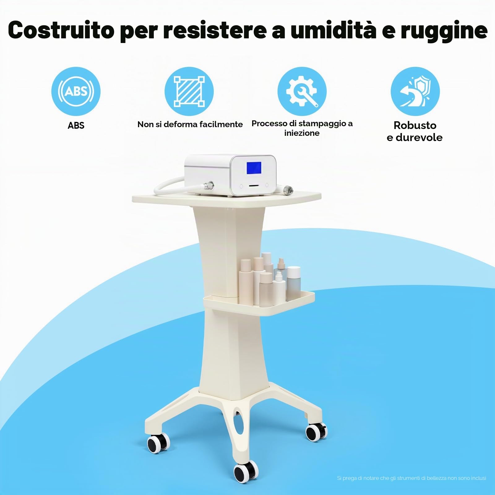 Carrello regolabile per salone di bellezza con vassoio, carrello cosmetico con ruote per ufficio e salone, carrello multiuso per parrucchieri