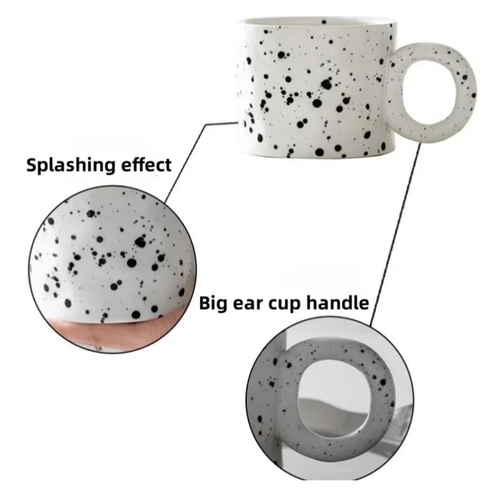 Tazas de café grandes de cerámica, Taza de café porcelana cerámica for desayuno, taza avena con asa anillo, multicolor, 450 ml(Green)