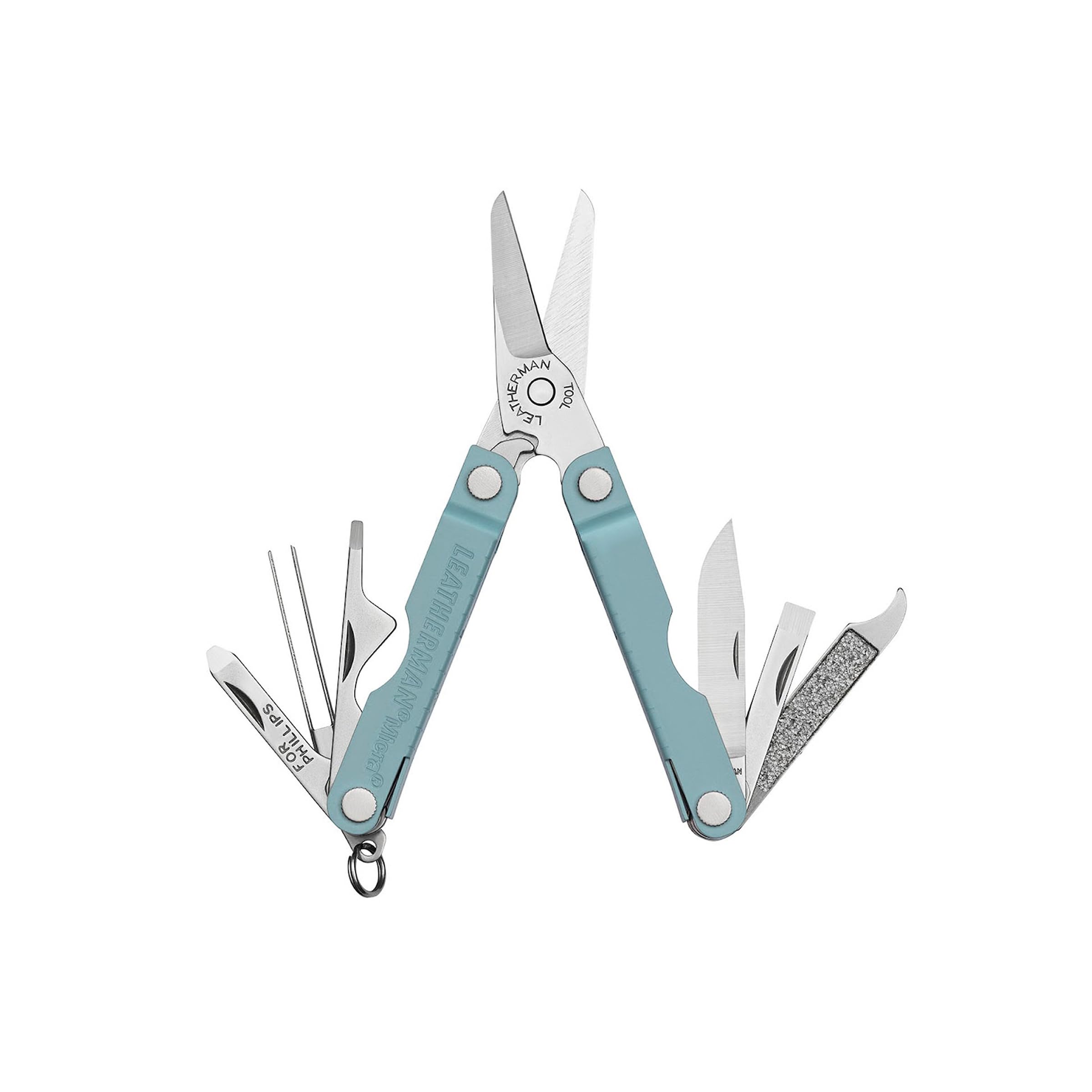 LEATHERMAN, Micra, Keychain Multi-tool with Grooming Tools, Mini Pocketknife for Everyday Carry (EDC), Hobbies & Outdoors, Built in the USA, Arctic Blue