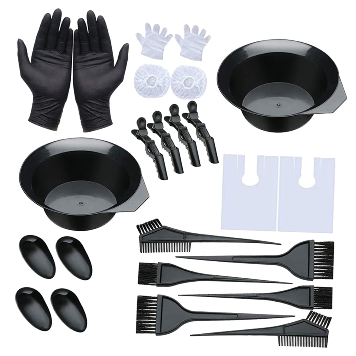 FOMIYES Diy Hair Dye Kit 24pcs Tint Kit Gloves Brushes Bowl Comb Clips Oil Combs for Hair Coloring