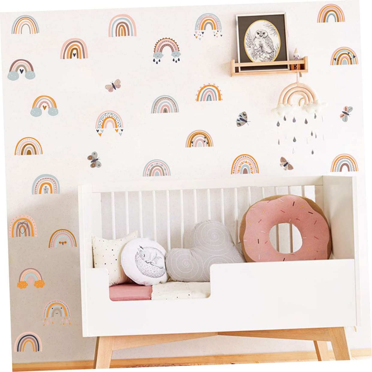 4blätter Wandtattoo Schmetterlinge Selbstklebender Regenbogen Wandaufkleber Für Kinderzimmer Babyzimmer Mädchenzimmer Langlebig Und Dekorative Wanddekoration