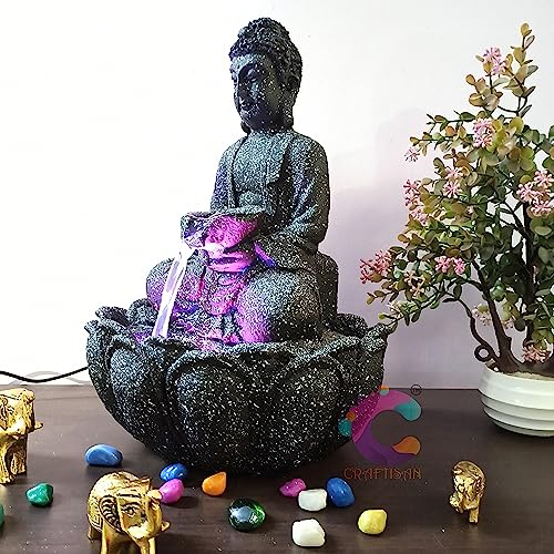 Image of Decorative Water Fountain for Home Decor, Office, Indoor & Outdoor, Garden, Puja Room, Vaastu, Reception, Spa, Gifting. (Black)
