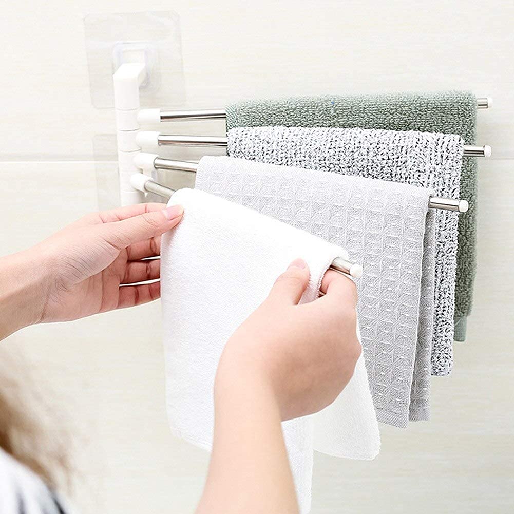 Tanna Enterprise Stainless Steel 4 Bar Towel Rack for Bathroom Towel Holder for Kitchen Towel Hanger Stand for Wash Basin - Self Adhesive(Pack of 1)-image-23