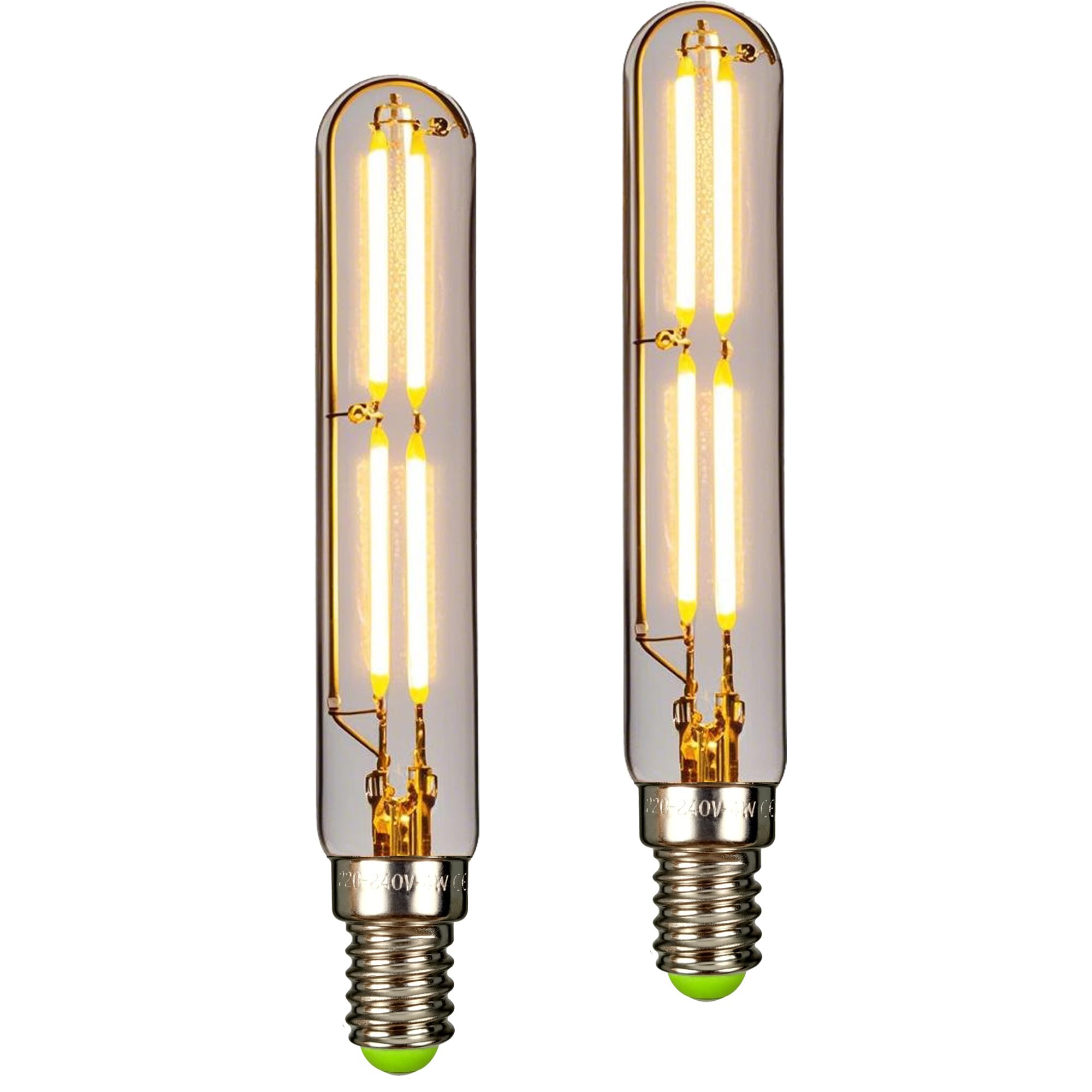 TIANFAN 2er-Pack Led Birne 4W T20 Röhrenförmige Led Glühbirne E14 Edison Small Base 2700K Warmweiß Edison Birne (Transparent)