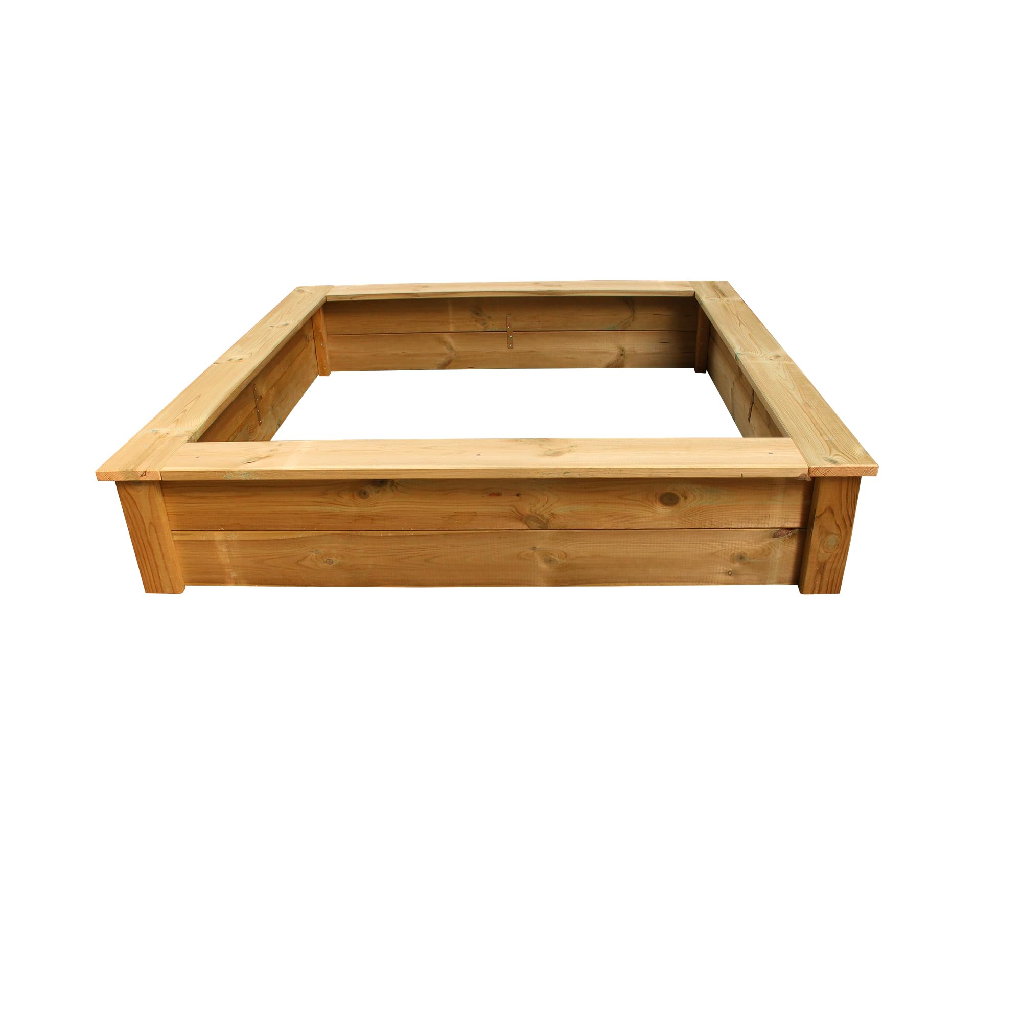 Clamaro 'Beach' Holz Sandkasten 190 x 190 cm extra stabil aus Fichte Massivholz Bohlen (28mm stark, imprägniert), Sitzumrandung mit abgerundeten Kanten, verzinkte Schrauben - 100% Made in Germany