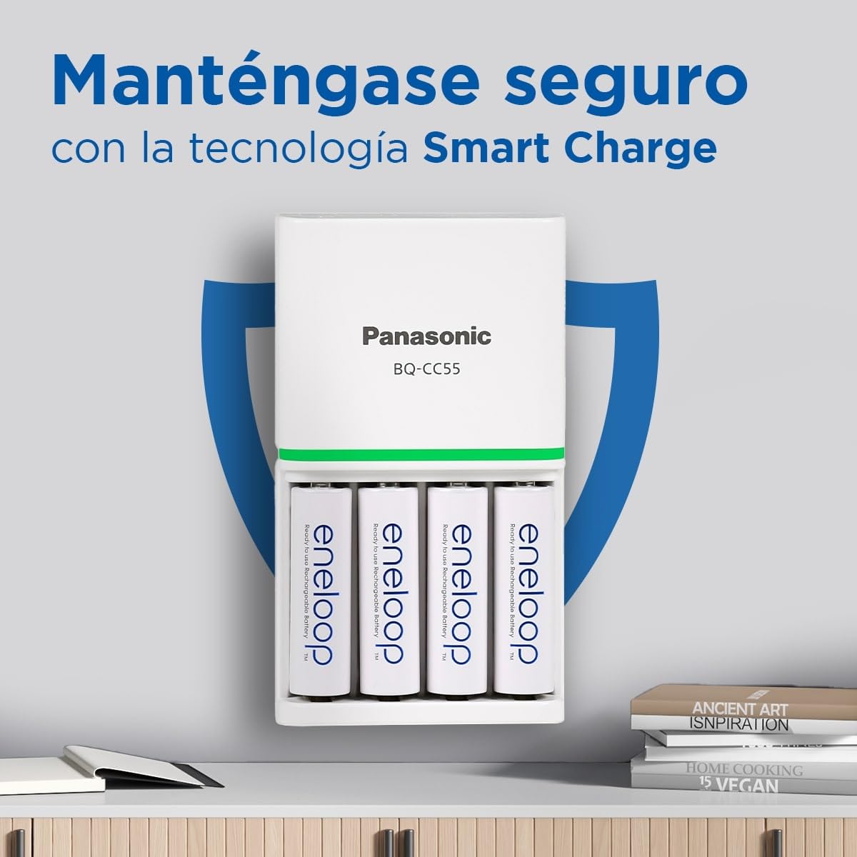 eneloop SmartPlus. Cargador para 1 a 4 pilas AA/AAA Ni-MH con 10 funciones de seguridad.