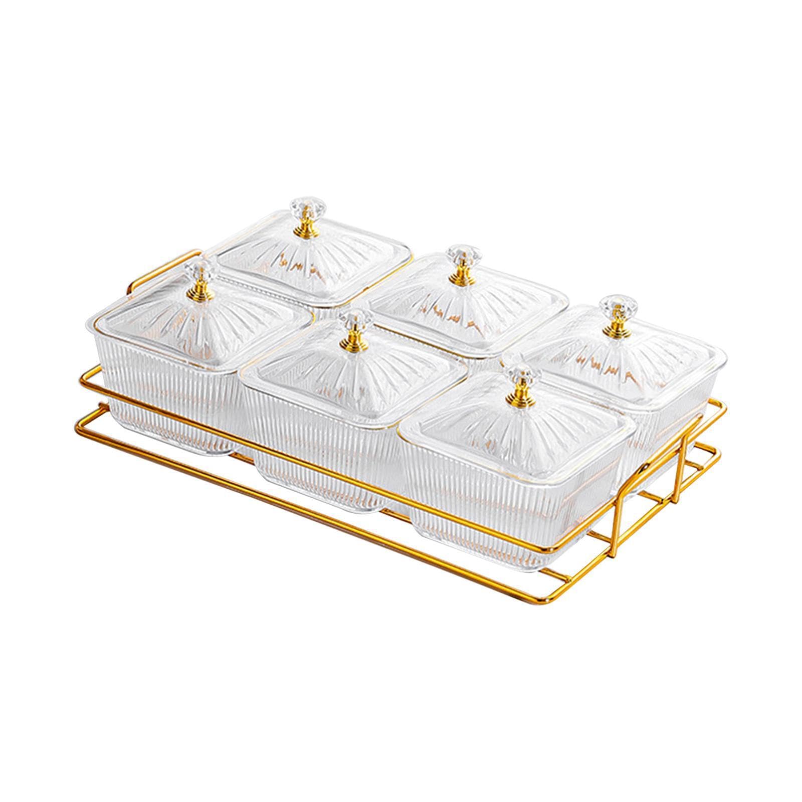 Vassoio da portata per antipasti con supporto, piatto per frutta secca, elegante presentazione di caramelle e snack, vassoio da portata diviso, per frutta secca, 6 snack