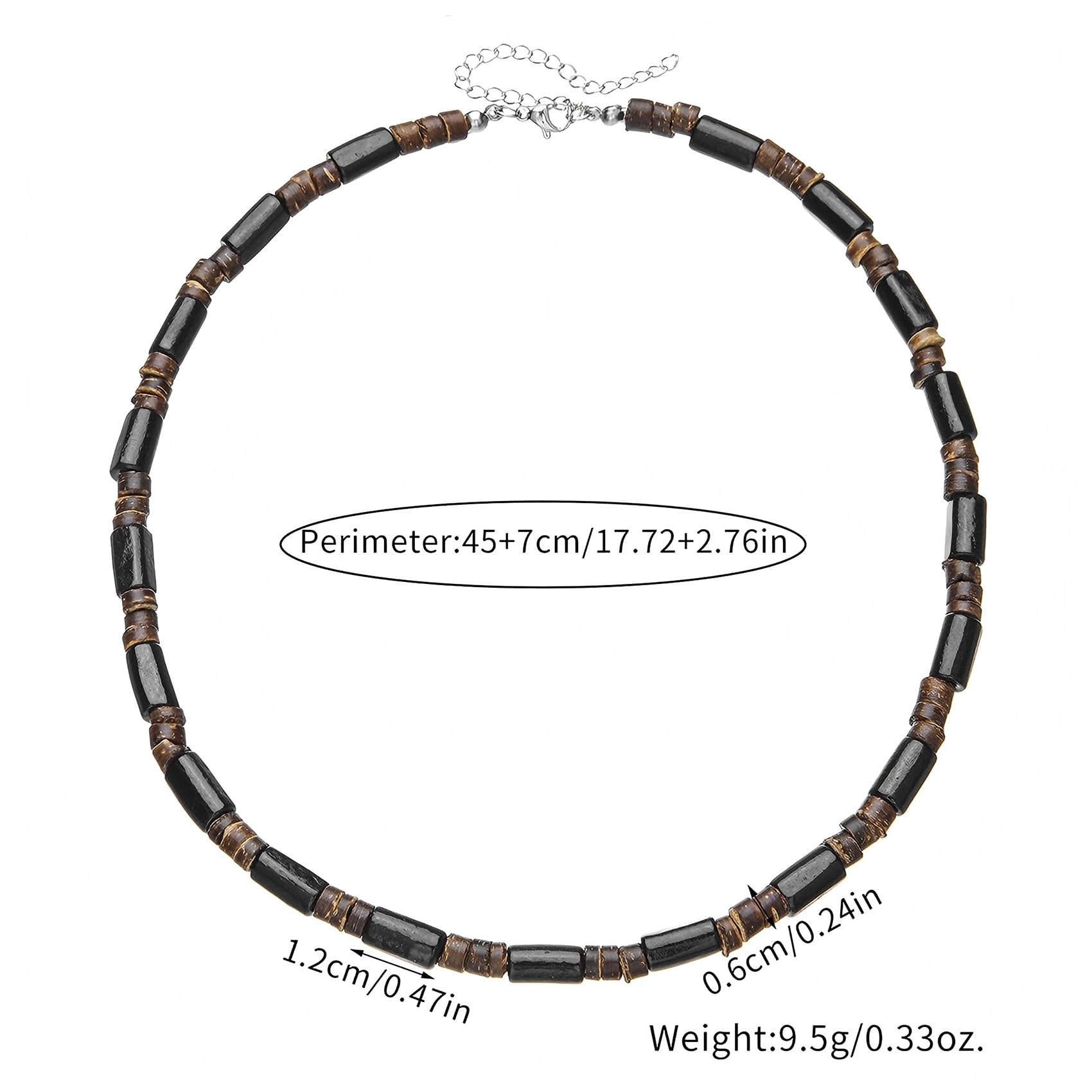 MIFYNN Surfer Necklace for Men Beaded Choker Necklace Puka Shell Necklaces Brown Coconut Wood Beads Necklaces Beach Surfer Jewelry Gift