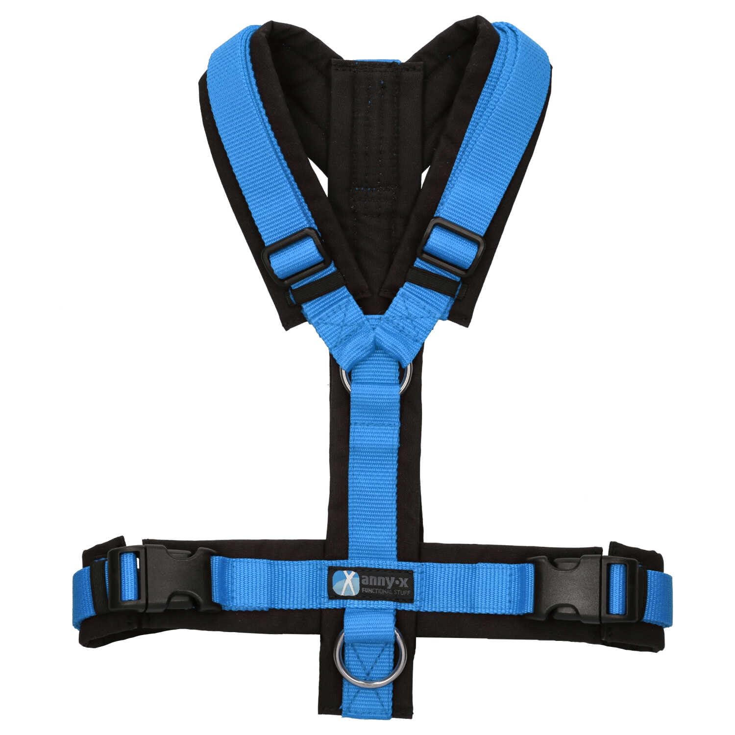 Anny-X Brustgeschirr Fun Schwarz-Blau | Hundegeschirr Größe S (Brustumfang 52-64 cm)