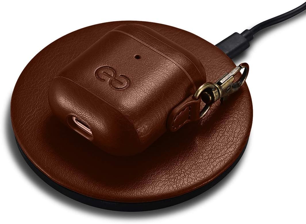 Dreem Bundle: Fibonacci Wallet-Case for iPhone 14 Pro Max with Om AirPods 1 & 2 Case Cover - Coffee