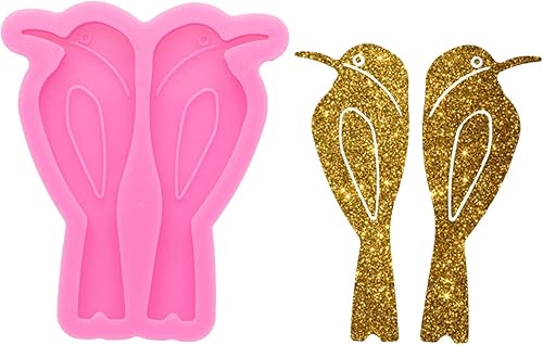 Angel Wings Molde de silicona brillante para aretes de pájaro, molde de resina de silicona para manualidades, joyería epoxi, manualidades, molde de