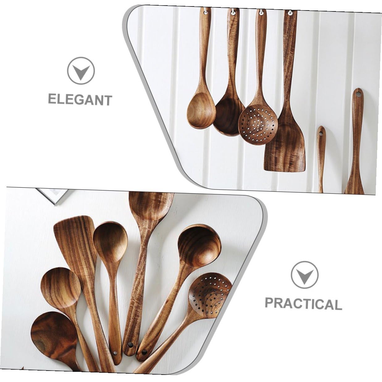 Set di Cucchiaini in Legno per Cucina Elegante e Minimalista Utensili Pratici per Mescolare e Servire in Legno per Uso Domestico