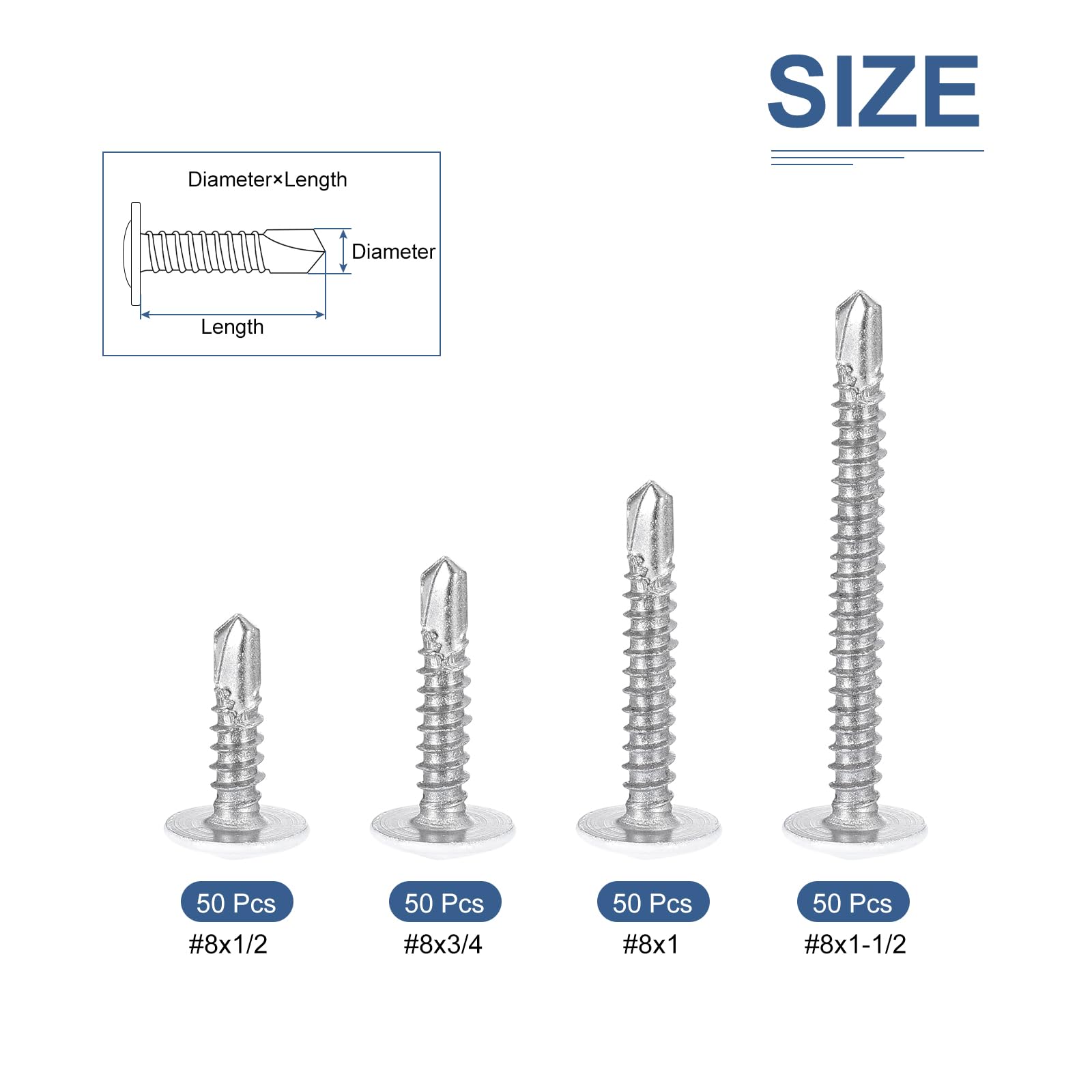 DTGN Sheet Metal Screws Assortment Kit, 200Pack, for Wood Furniture - Image 2
