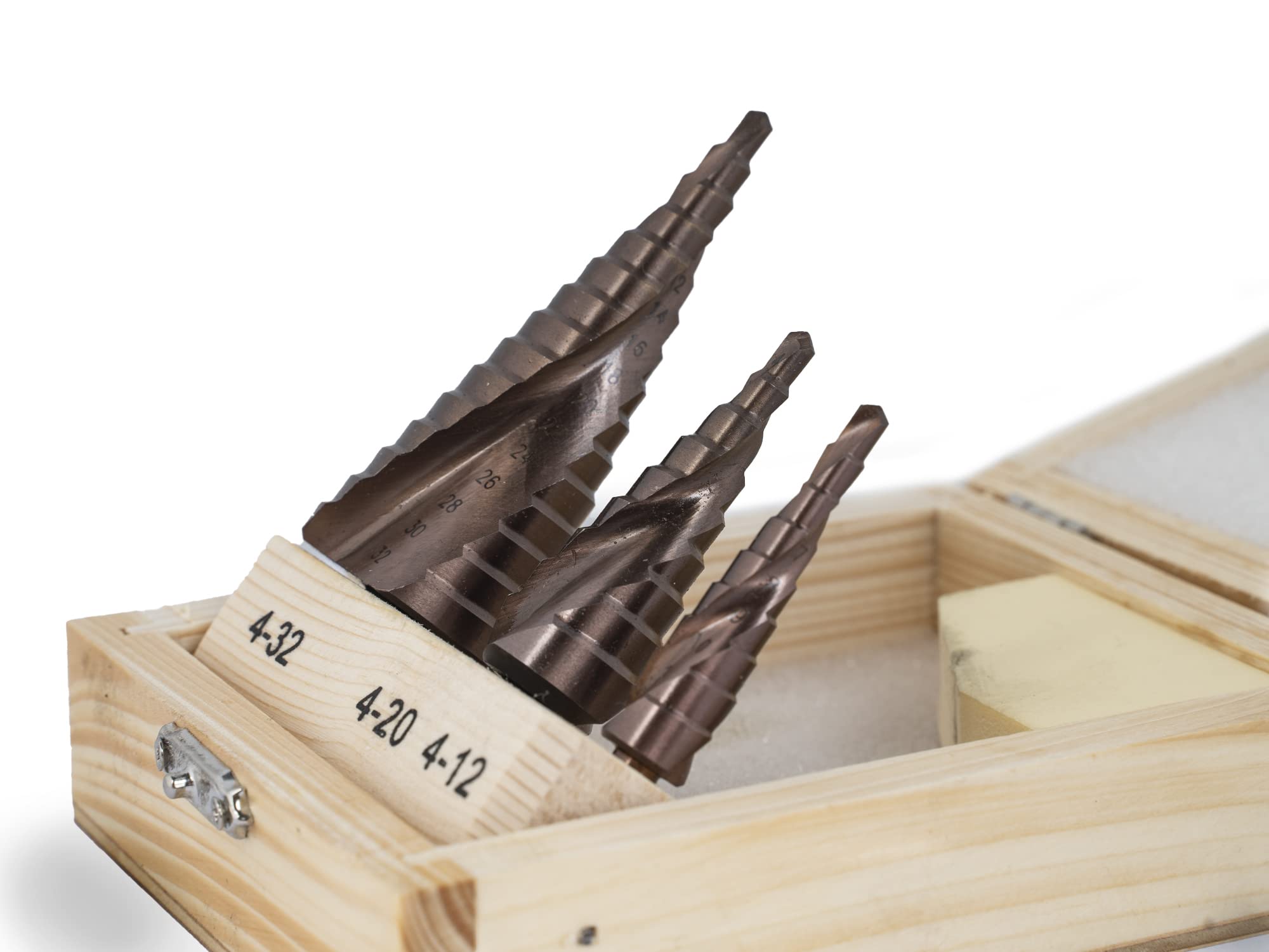 Jeu de 3 forets étagés Ferrcan cobalt HSS M35 pour acier inoxydable et métaux