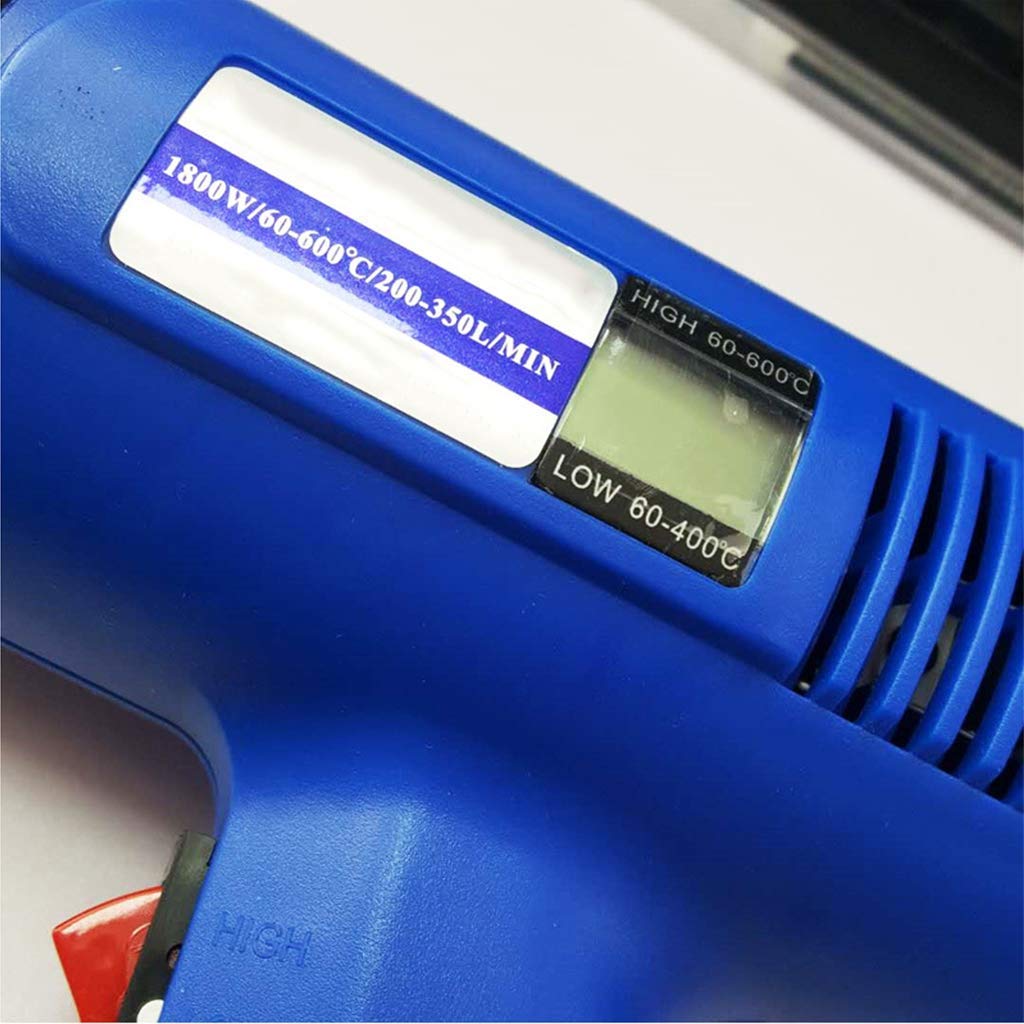 Pistolet Thermique Industriel de 1800 W, réglages de température Doubles, avec température d'affichage LCD numérique