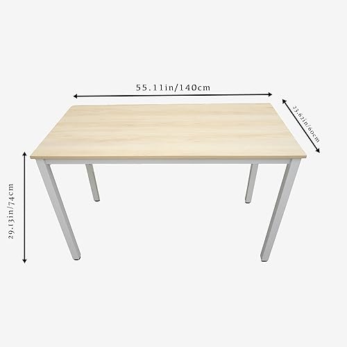 Miniatura 19 de Escritorio grande de madera para computadora de 47 pulgadas, escritorio de estilo moderno y simple para oficina en casa, dormitorio, escritorio de