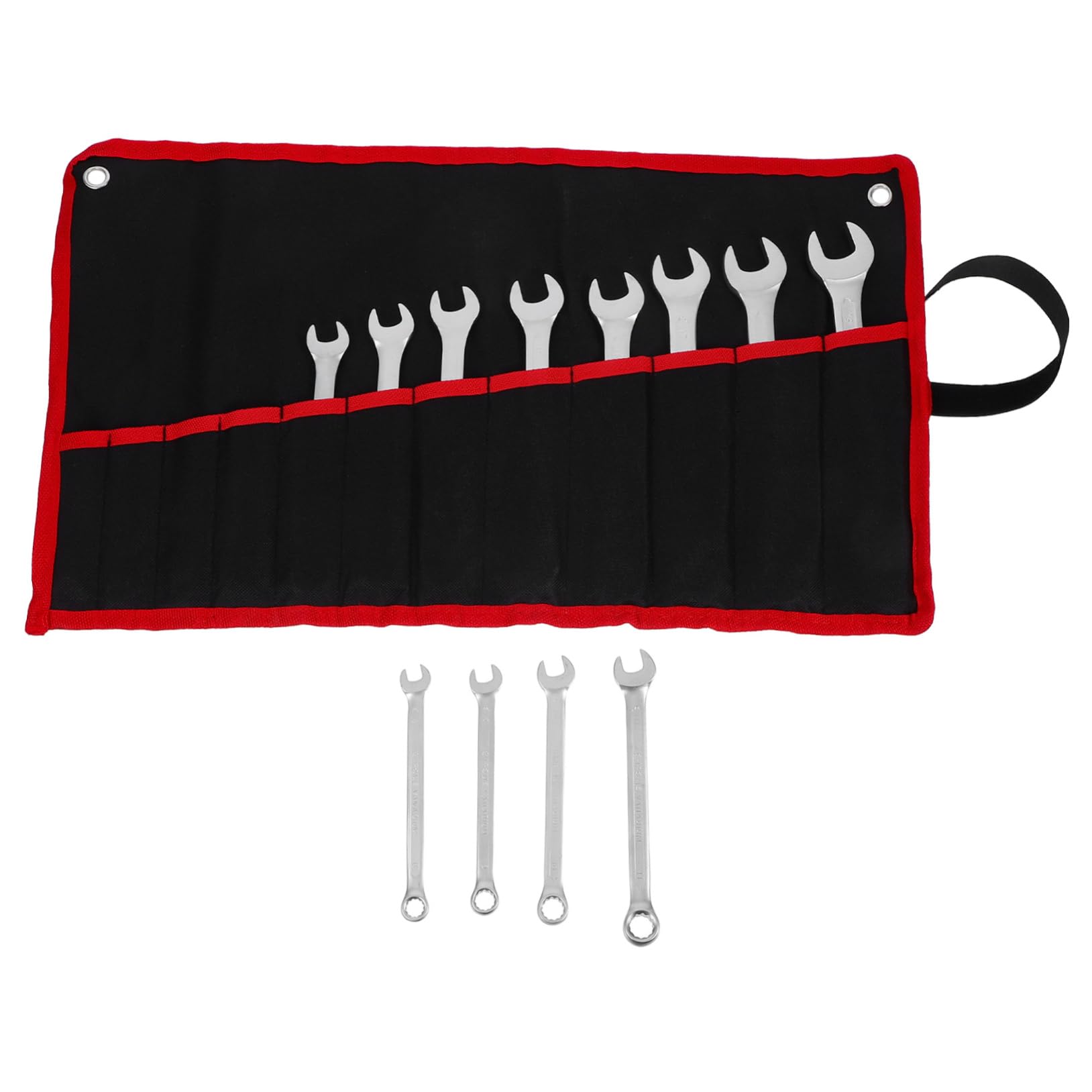 VILLCASE 12piezas Llaves Multiusos Llaves Combinadas De Trinquete Con Bolsa Enrollable De Herramienta Multifunción Para Reparación De Coches y Motocicletas De Caja De Boca