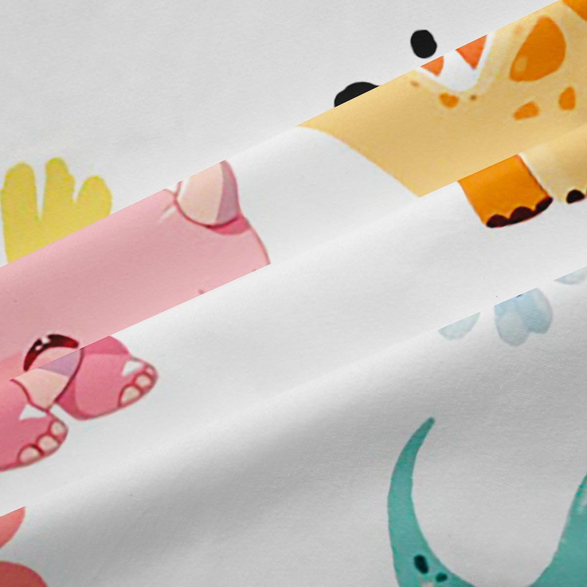 Homewish Zasłony okienne z motywem dinozaura z motywem kreskówkowym, 168 x 229 cm, 2 panele - kawaii, dinozaury, zwierzęta, zasłony zaciemniające, dżungla, zwierzę, zasłony okienne, nadruk palmy