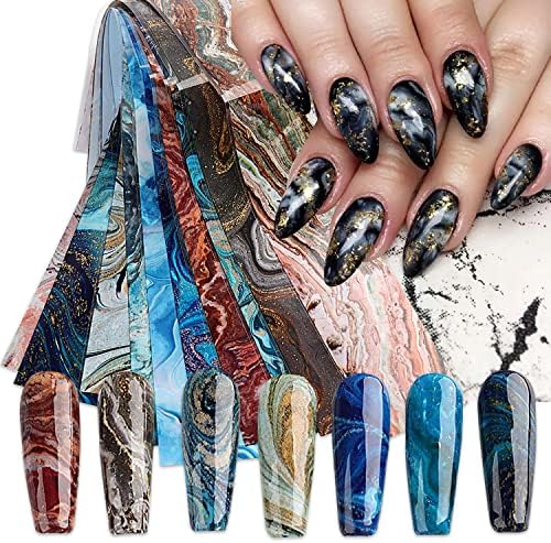 10 Sheets Marble Nail Art Foils Transfer Stickers Decals Nail Art...