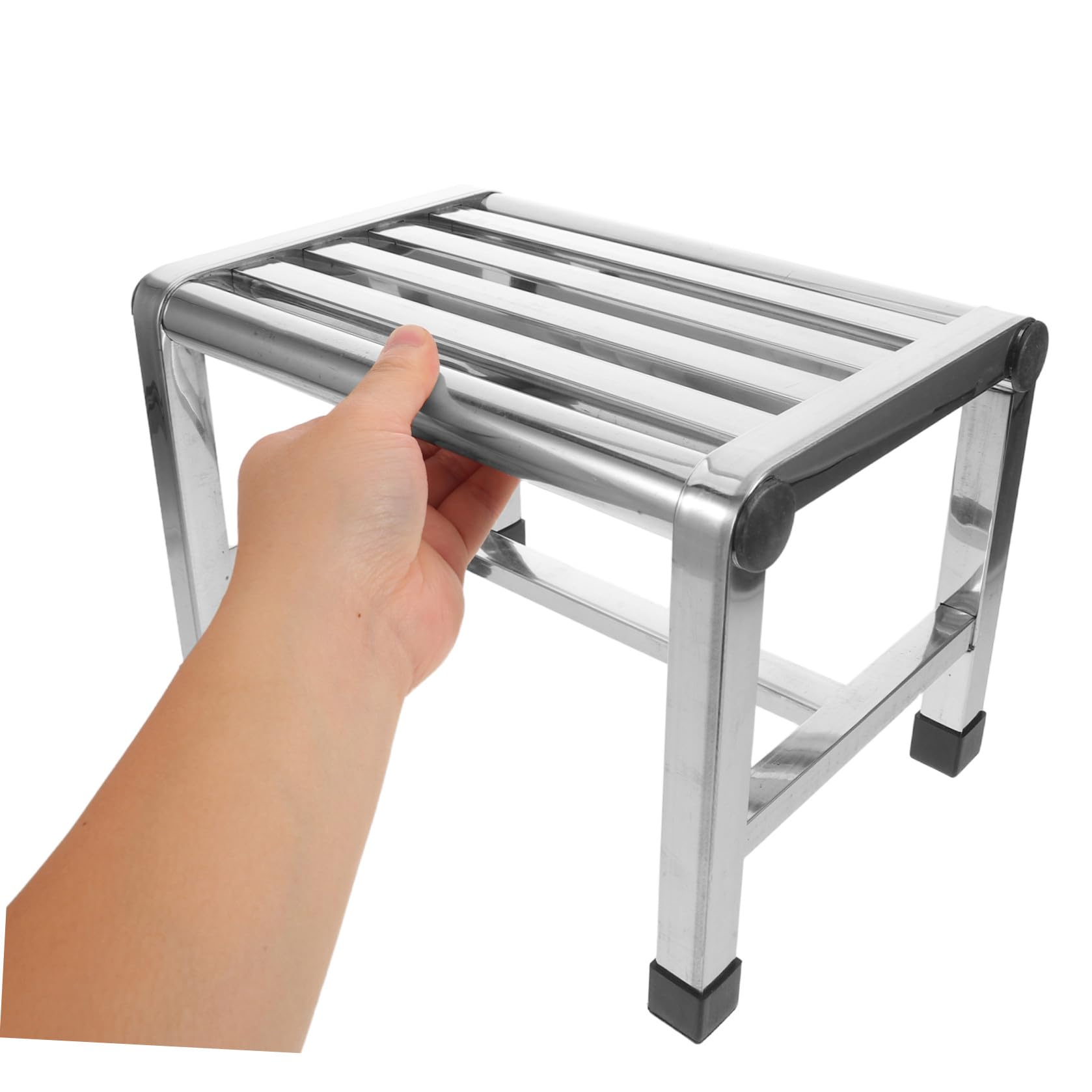 Taburete de Ducha de Acero Inoxidable Portátil y Antideslizante Diseño Compacto para Baño y Jardines, Resistente y Seguro para Personas Mayores