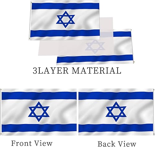 Miniatura 3 de Bandera israelí israelí de 2 x 3 pulgadas, doble cara, resistente al aire libre, material de poliéster de 3 capas con 2 ojales de metal, 4 filas de