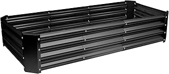 Harbour Housewares Raised Garden Bed - Anthracite - 180 x 90cm - Rectangle - Bottomless Metal Raised Bed Galvanised Steel Planter Box for Growing Outdoor Plants, Vegetables, Flowers and Herbs