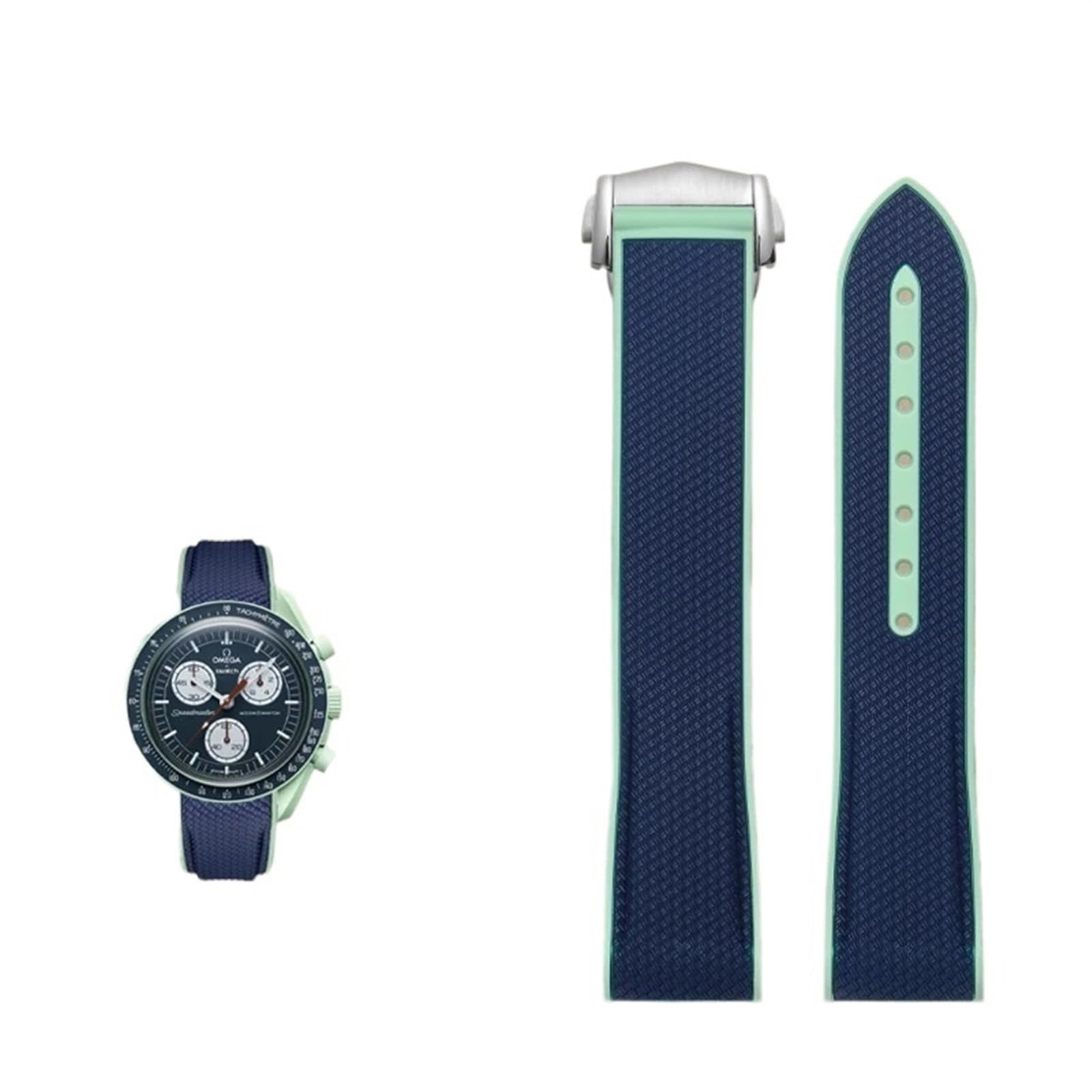 JDIME Silicone 20 mm adapté pour bracelet Omega Swatch MoonSwatch interface incurvée bracelet de montre en caoutchouc silicone Seamaster 300 pour Omega X Swatch Joint Sports célestes