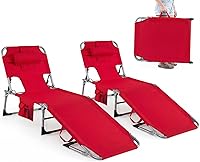 Vista 14 de GYMAX Silla bronceadora, tumbona de playa plegable con agujero para el brazo facial, respaldo ajustable, bolsillo lateral, almohada y asa