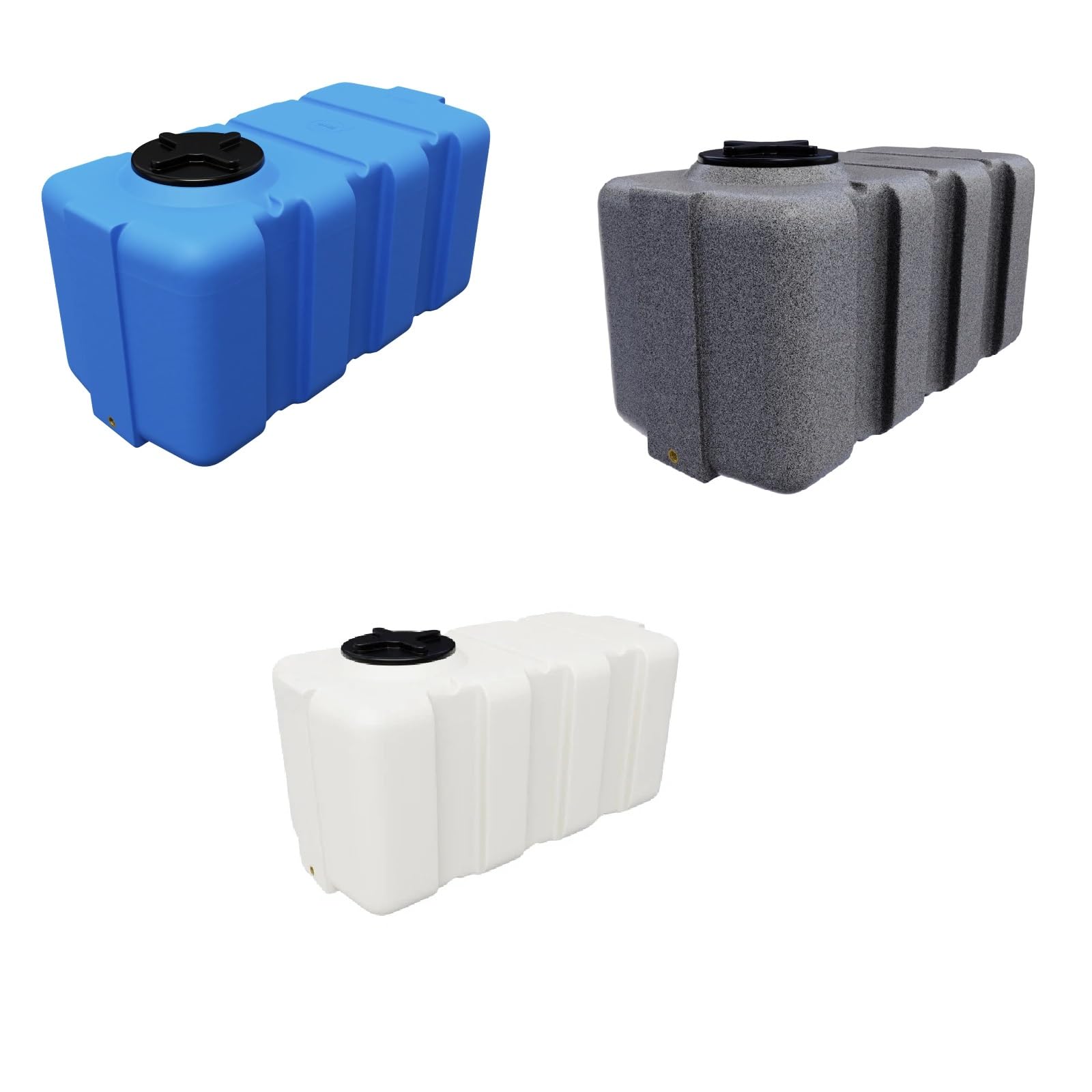 KMND Wassertank 200 Liter - PE-HD Wasserbehälter - lebensmittelecht PZH-Zertifiziert Regentonne Fass Tonne - Extrem Robust eckig für Camping Garten Landwirtschaft Notversorgung Vorrat - Blau