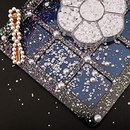 Savita 5600Pcs 2/3/4/5/6/8/10Mm White Flat Back Pearl Half Round Pearls Beads Satin Luster Loose Beads Gems For Diy Craft Necklaces Bracelets Jewelry Decorations Wedding Dress Nail Art Making #TOP4