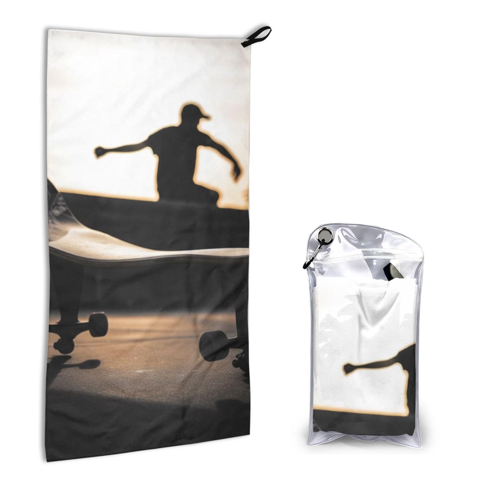 BWWHCCTI Quick Dry Hand Towel With Bag - Skateboard print Printed Super Absorbent Face Cloth Microfiber Travel Sports Towels 40x80cm