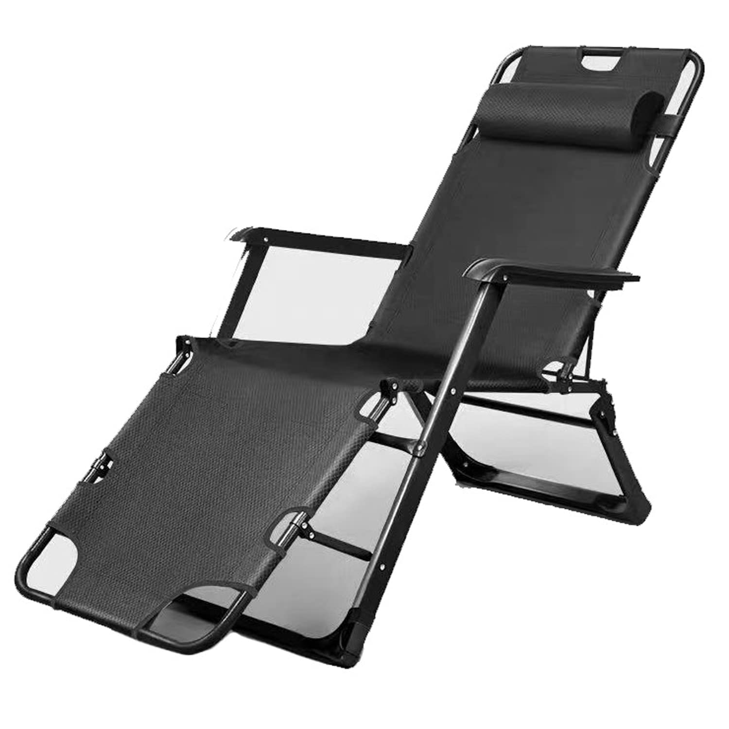 GGEROU Folding Reclining Lounger Beach Chair, Foldable Sunbath Recliner, Lay Flat Backpack Chair for Camping, Picnic, Pool, Backyard (Black)