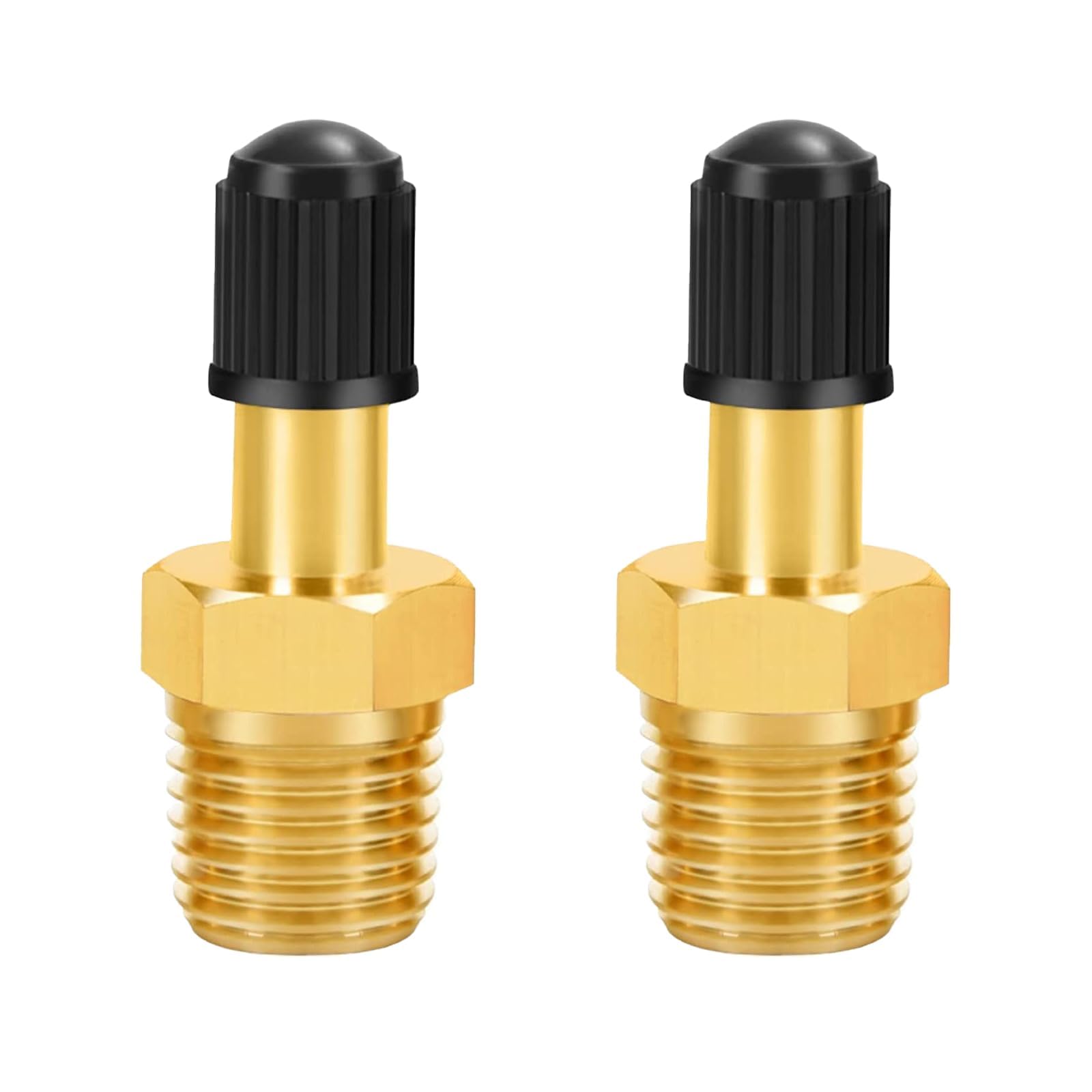 Fjdrsig Men's Brass (Gold) 2 Pcs Presta Valve Adapter, 1/4" Npt To Standard Brass Air Inflator Adapter, Durable Air Pump Valves Connector, Schrader To Presta Adapters, For Airs Hose, Air Chuck, Airs Compressor Tank
