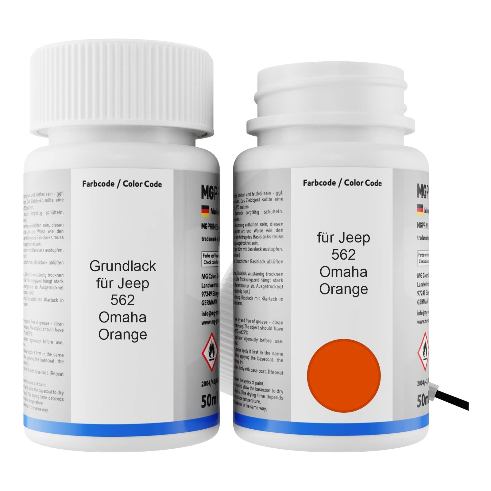 MG PRIME Vernice per auto Kit stilo di ritocco per Jeep 562 Omaha Orange Vernice di fondo vernice di base vernice trasparente ognuno 50ml