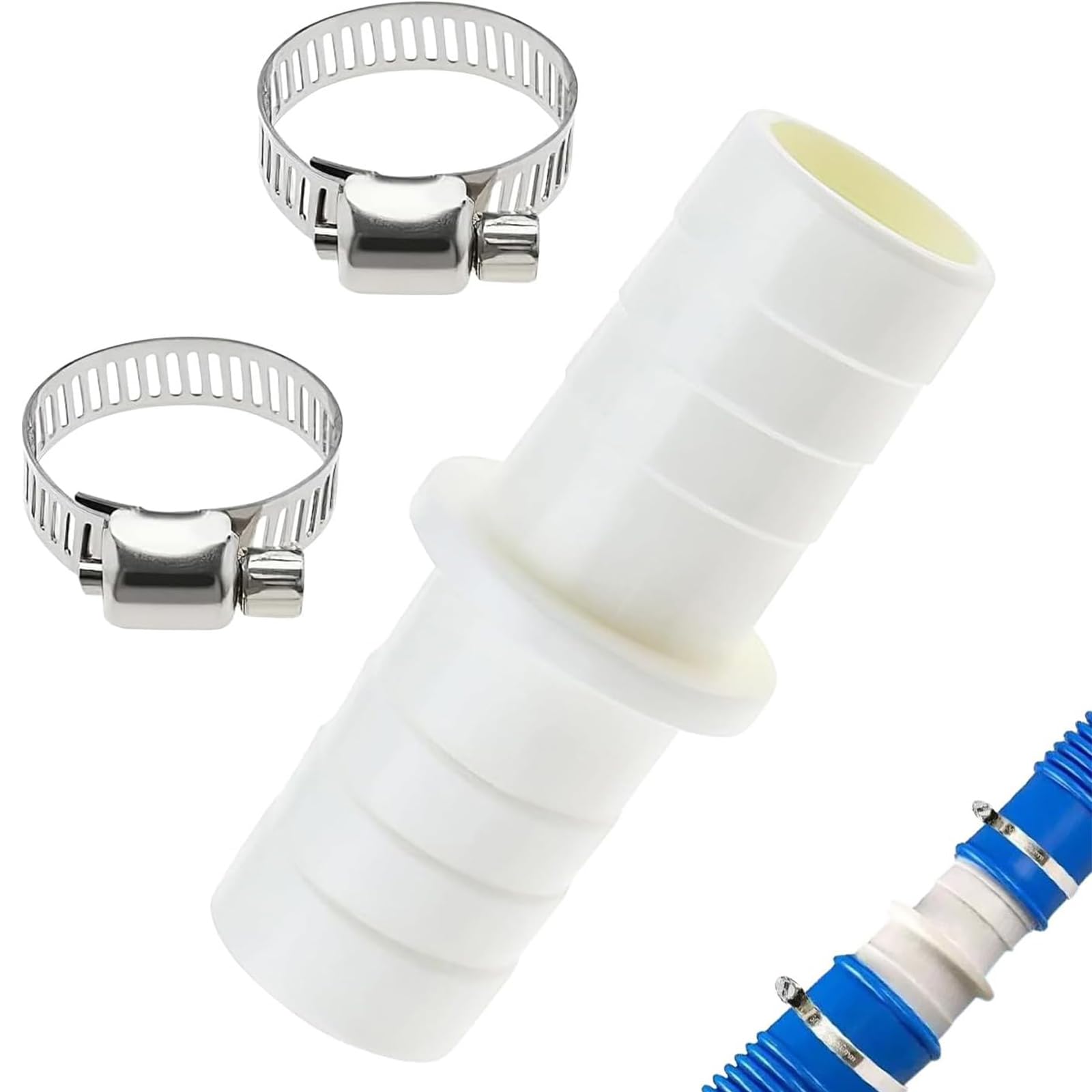 XINCHENG Washing Machine Hose Connector, Heavy Duty Waste Pipe Connector, Leak-Proof Washing Machine Drain Hose Connector with 2 Metal Clamps (21mm)