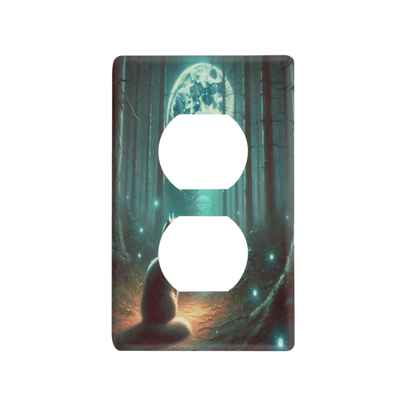 Cat Moon Light Switch Cover Decorative Receptacle Outlet Wall Plate Guard Plastic Wall Outlet Cover for Home Decor Room Office Bathroom (Duplex Outlets Cover)