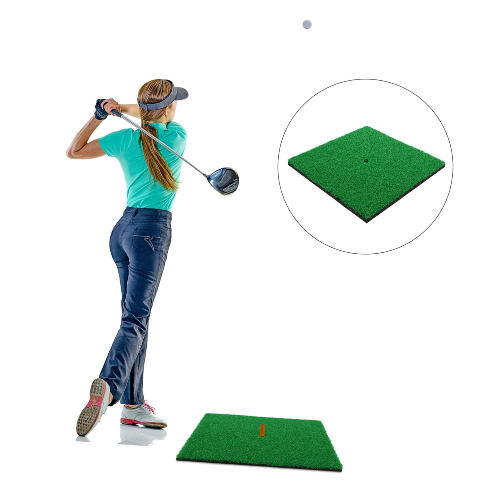 Gogogmee Practice Mat Pads Golf Turf Practice Mat Hitting Pad Realistic Grass for Use