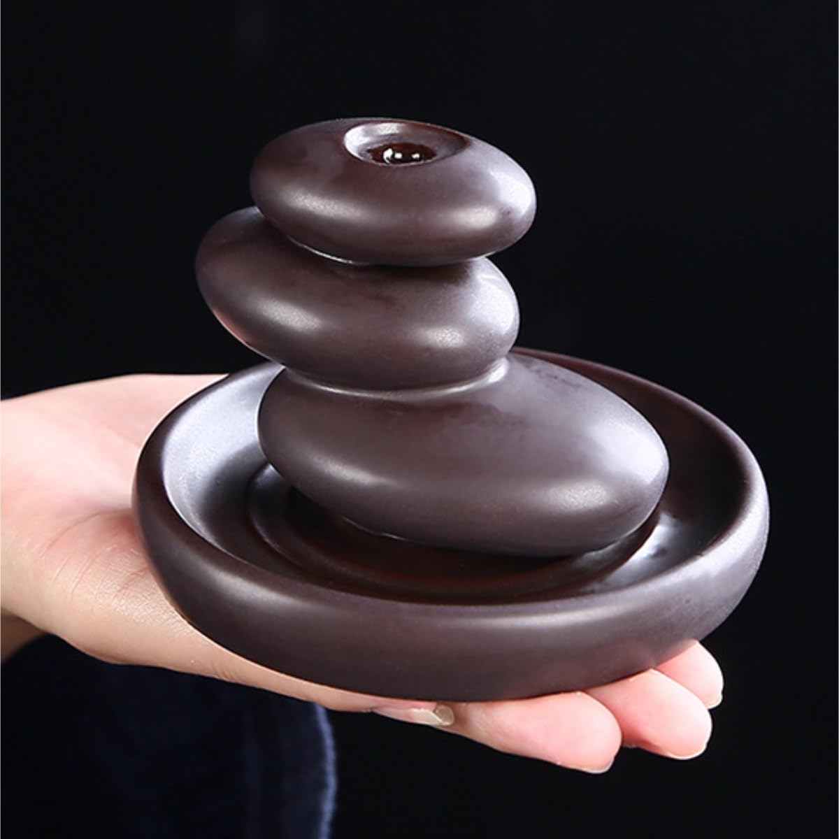 Räucherstäbchen Räuchergefäß Halter Rückfluss-Räucherstäbchenhalter, Heimdekoration, Rückfluss-Räuchergefäß Zuhause Büro Yoga(Black)