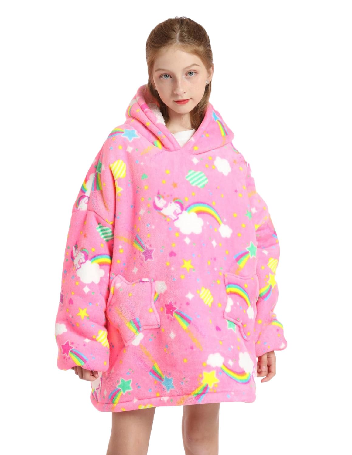 Sudadera con Capucha para Niñas Sudadera con Capucha de Gran Tamaño para Niños con Bolsillo Ropa de Invierno