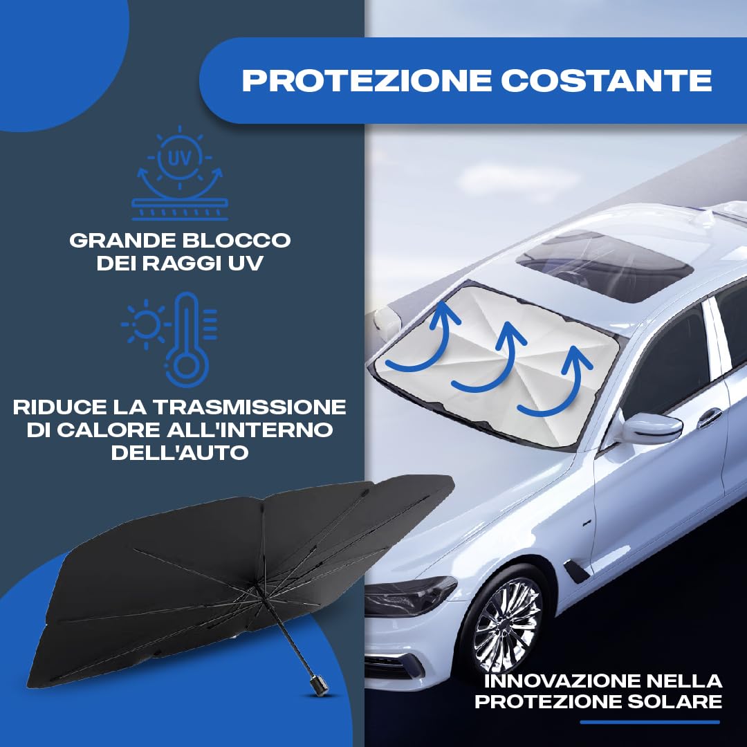Parasole Auto Protezione Solare Anteriore 140x80cm UV Resistente