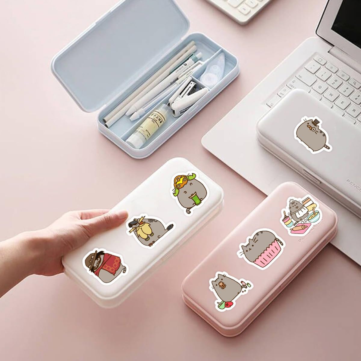 Adesivi P-usheen, Gatto Stickers 100Pcs Decalcomanie Kawaii Graffiti Stickers Vinile Impermeabili Adesivi per Laptop Bottiglie d'Acqua Skateboard Album Scrapbooking Auto Guitare