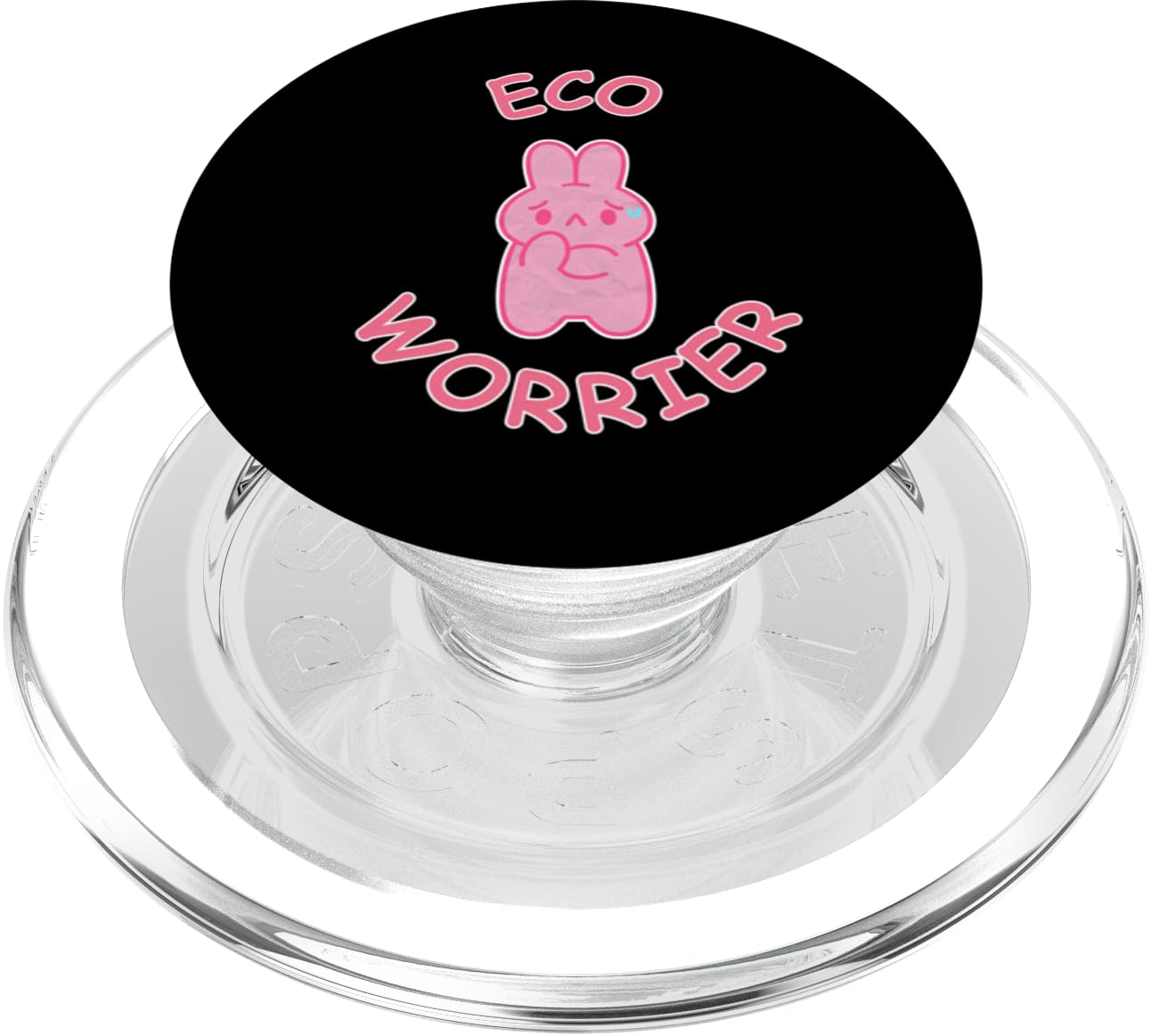 Eco Worrier Pink Bunny Rabbit - Kawaii Environmental Design PopSockets PopGrip for MagSafe, Clear