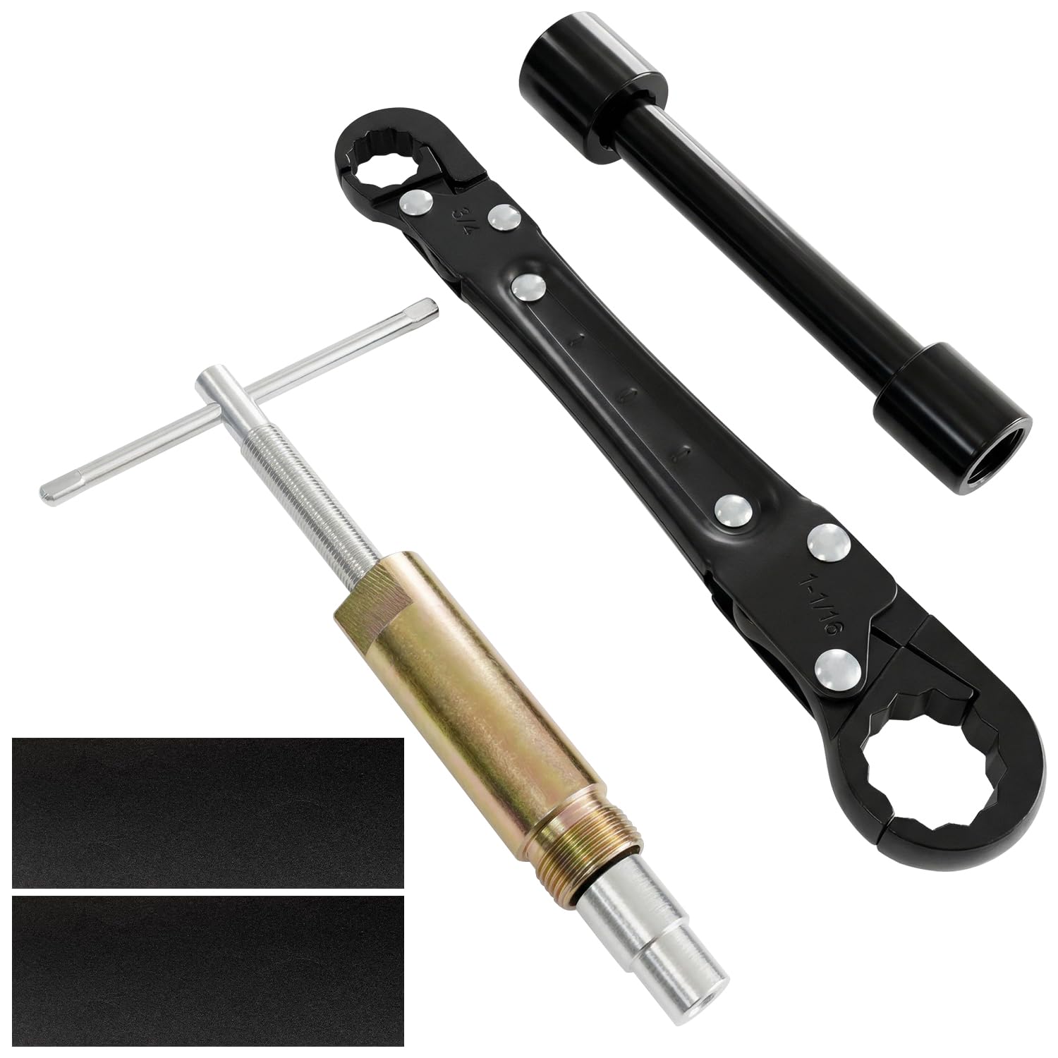 Socpuro 3Pcs Plumbing Tools Kit, Angle Stop Wrench and Compression Sleeve Puller, Plumber Wrench Kit with Sandpapers for Remove Nut Ferrule Angle Stop