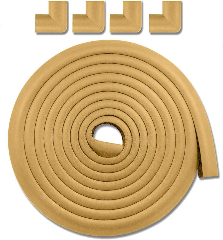 AMERTEER Baby Safety Corner Guard | Table Edge Corner Protector Strip for Kids | Baby Proofing Foam for Furniture Edges & Corner Guard Cushion Set Child Protection Bumper Strip 4M (Brown๏ผ