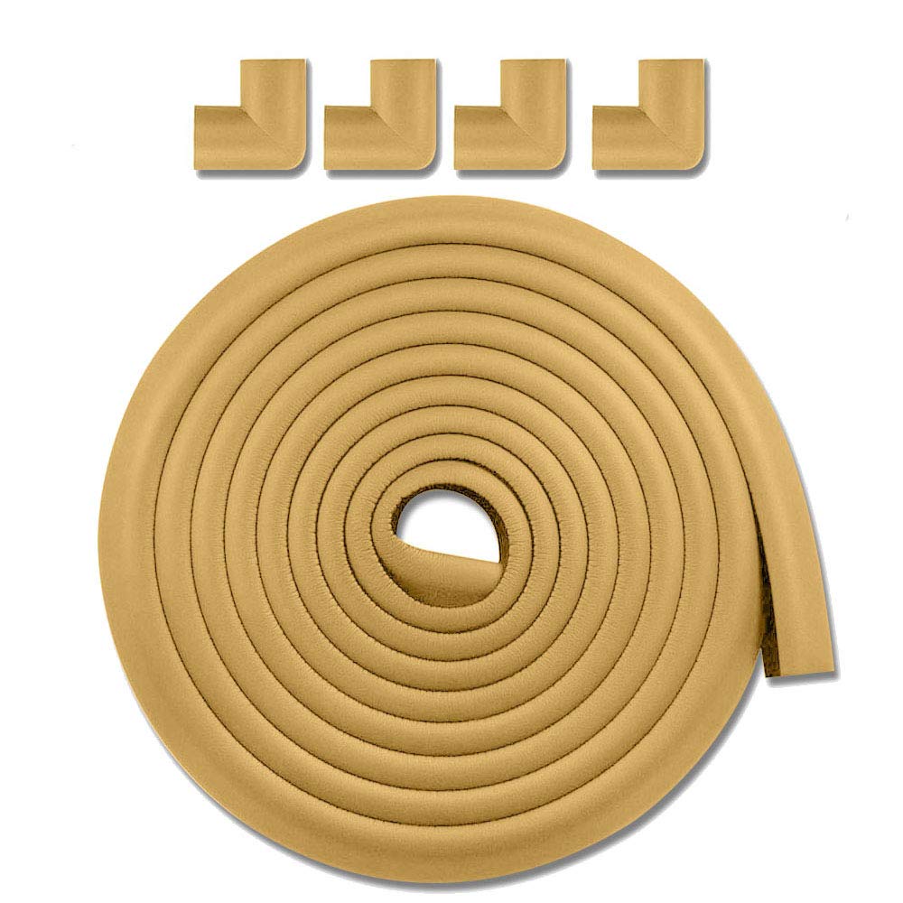 AMERTEER Baby Safety Corner Guard | Table Edge Corner Protector Strip for Kids | Baby Proofing Foam for Furniture Edges & Corner Guard Cushion Set Child Protection Bumper Strip 4M (Brown)