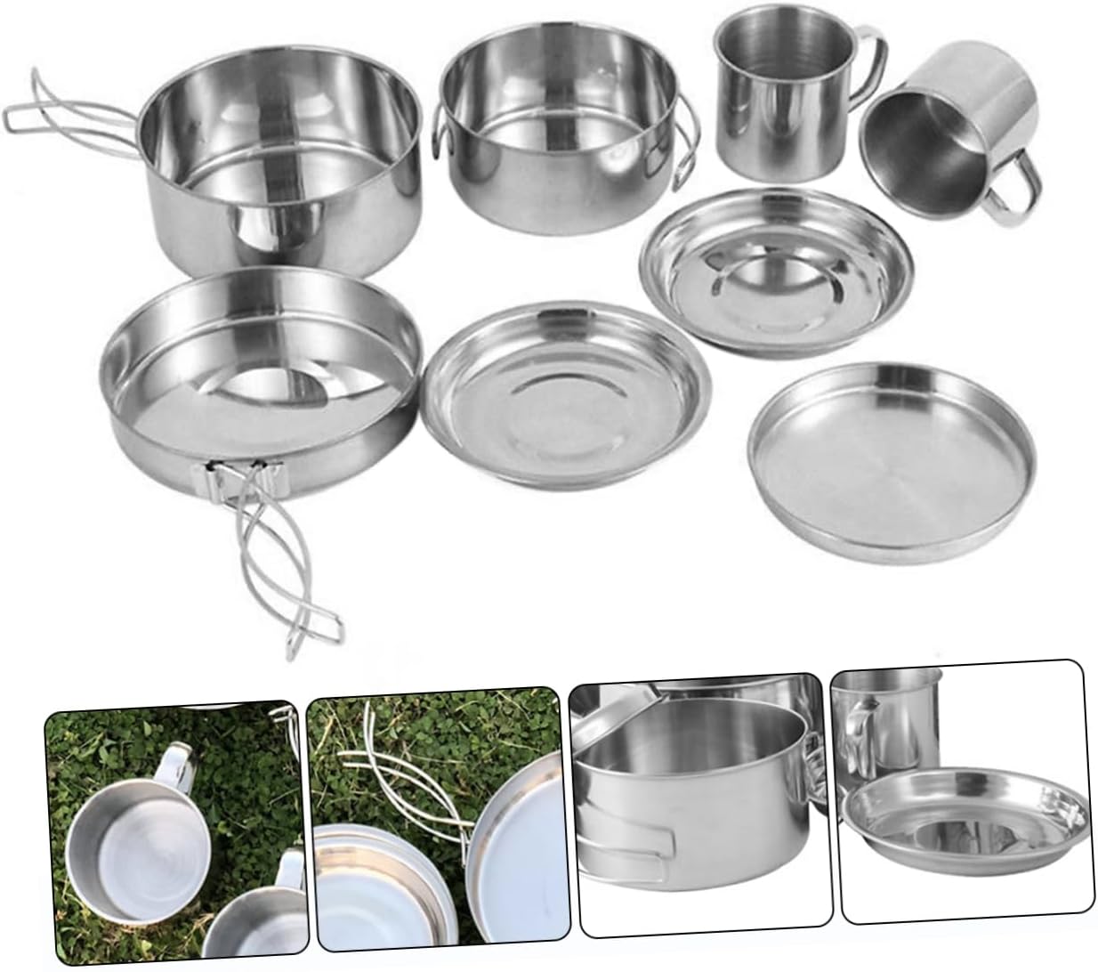 1Set Camping Cookware Multi Function Pot Kit Portable Outdoor Cooking for Travel Hiking Picnics and Camping Capacity