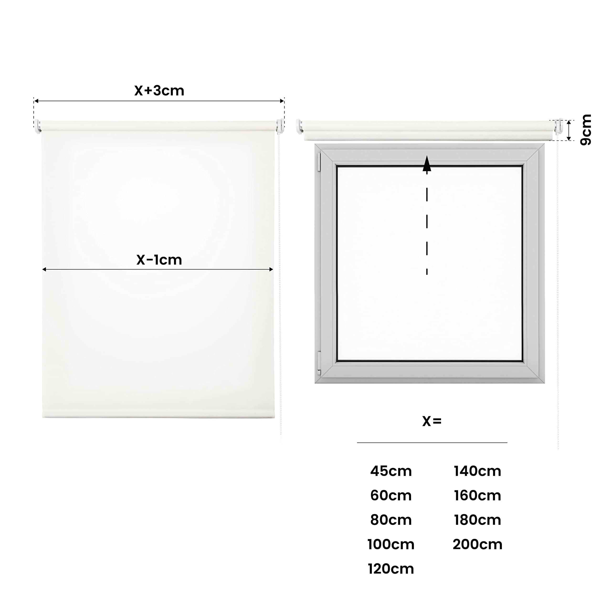 Tende a rullo per interni traslucide 200x250 cm Bianco avorio | Tenda a rullo traslucida termica per finestre e porte interne qualità Premium. Larghezza tessuto 199 cm StoresDeco