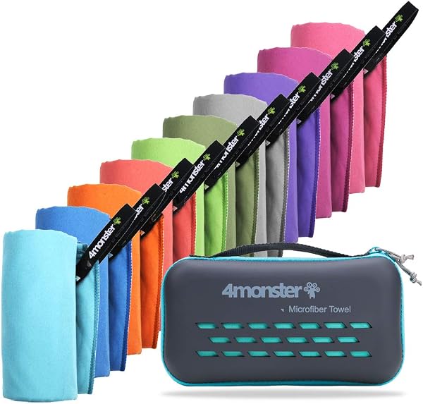 4Monster Serviettes en microfibre, en 10 couleurs, séchage rapide, pour sport, absorbantes, très légères, pour fitness, sauna, voyage, sport, yoga - 1