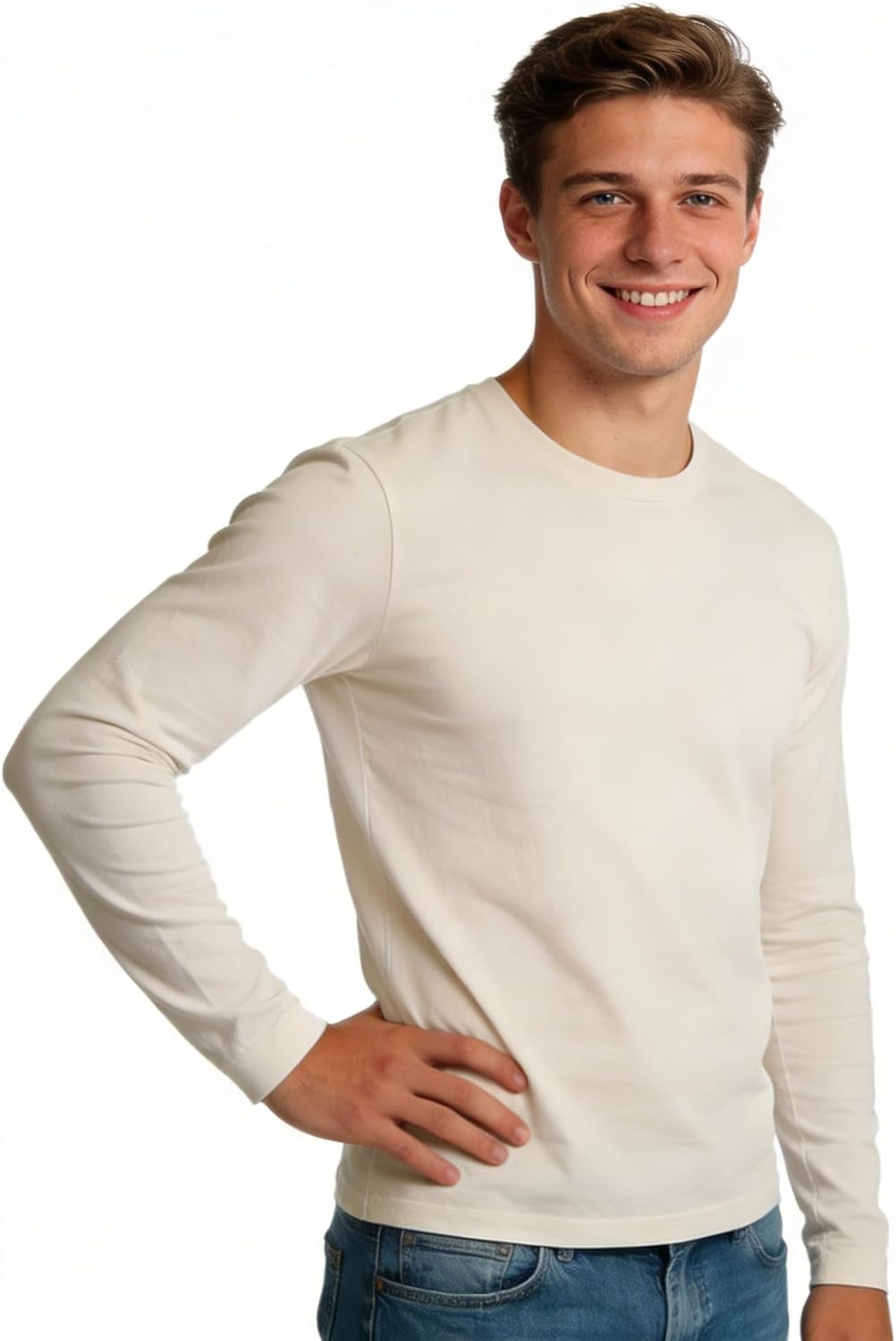 KikizYe Men's Long Sleeve T-Shirts Cotton Crewneck Tee - Image 3